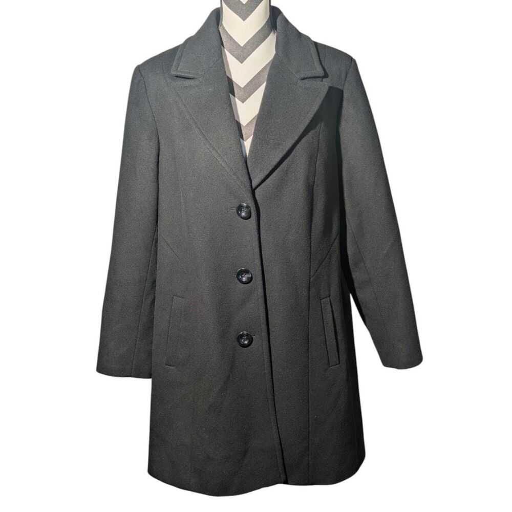 Kristen Blake Studio Collection Black Lambswool Blend Coat 18W Winter Overcoat